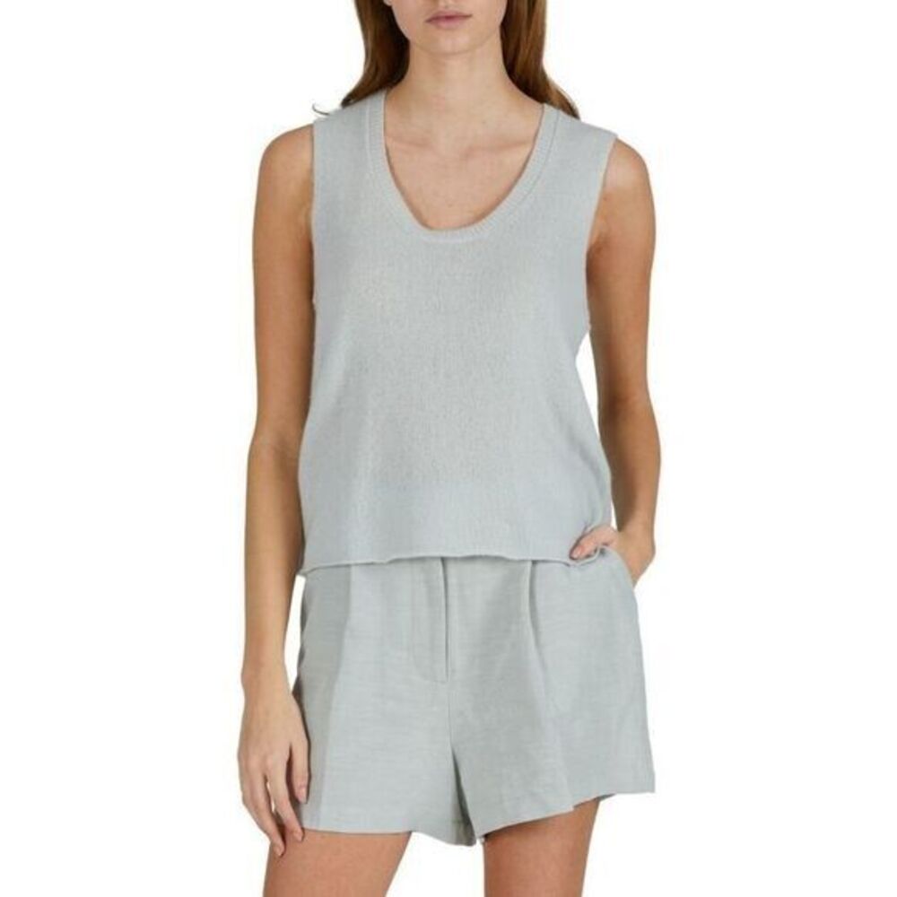 ATM Anthony Thomas Melillo 100%Cashmere Scoopneck Tank Top Sz S Green Modern